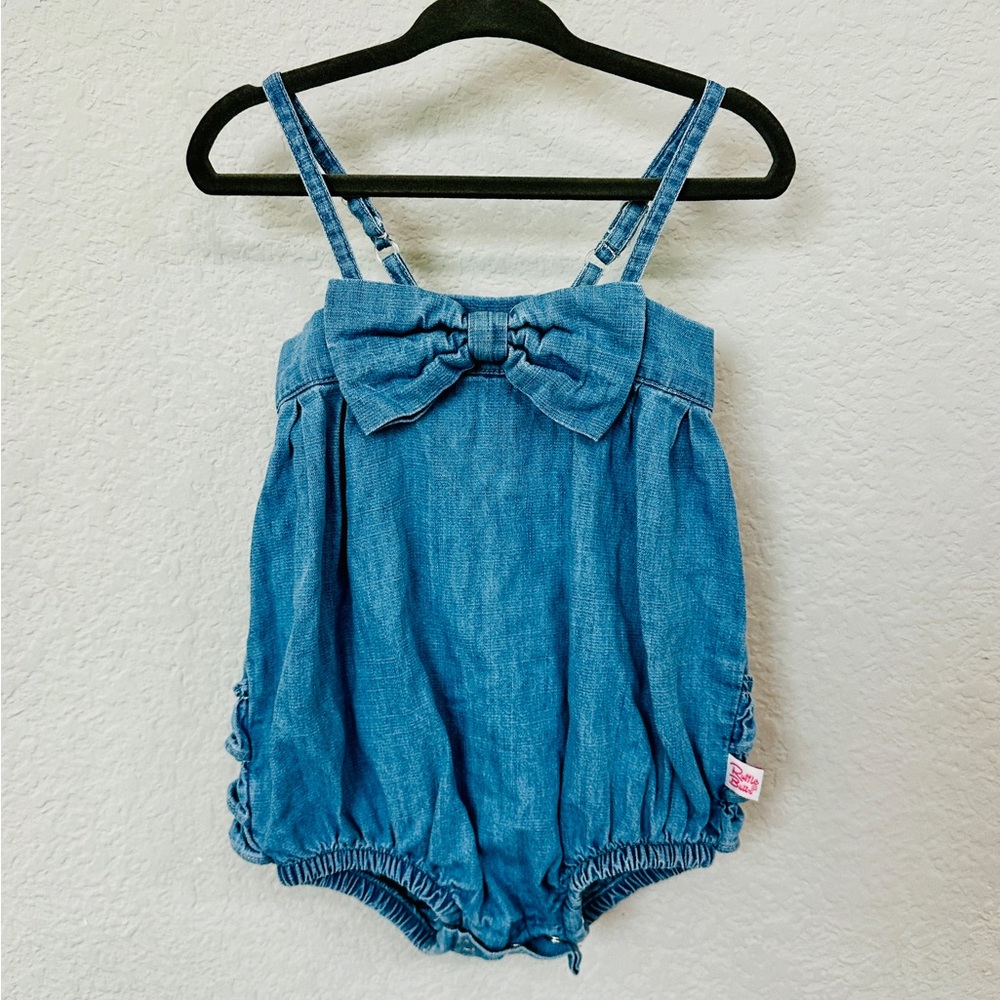 Ruffle Butts Denim Blue Romper